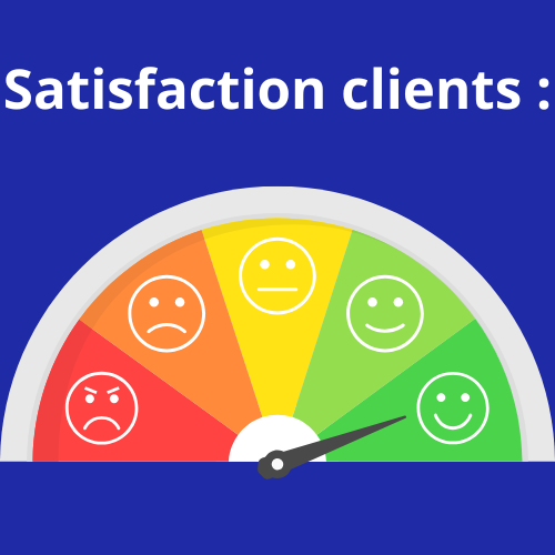 Livraison Mondial Relay Pratique Économique Satisfaction clients : indicateur visuel de la satisfaction des clients avec des visages de différentes expressions.