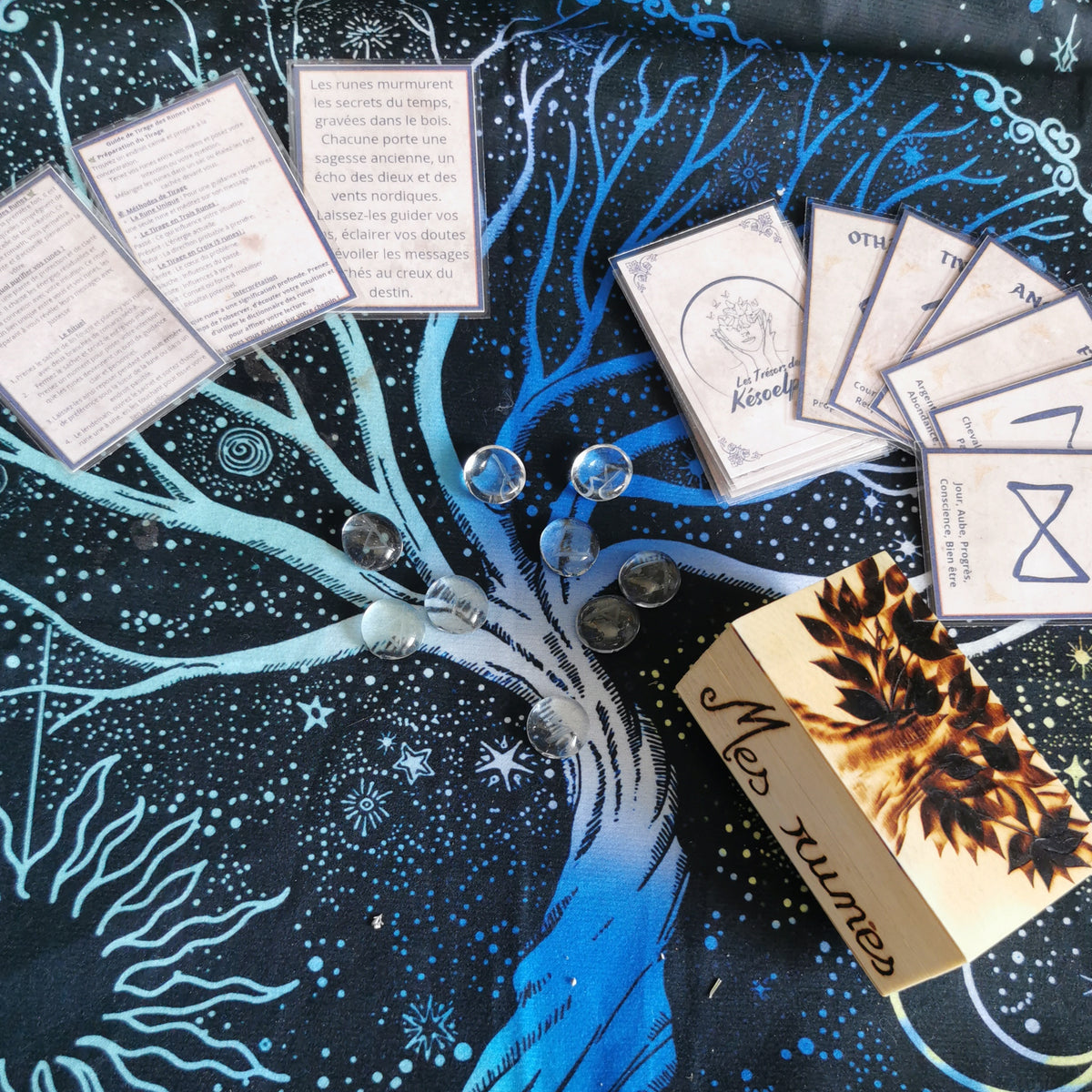 Ensemble de runes en bois, ensemble de runes de sorcière | Runes mystiques avec manuel et Ensemble de runes en bois, ensemble de runes de sorcière | Runes mystiques avec manuel et