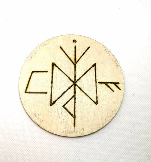 Amulette Runique Pyrogravée Protection et Harmonie viking