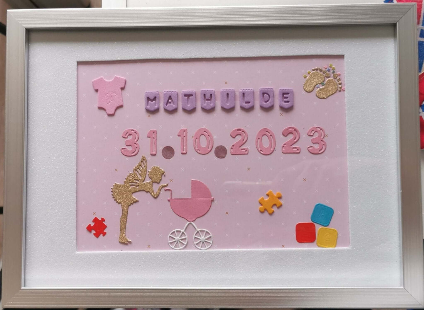 Cadre cadeau souvenirs de Naissance scrapbooking