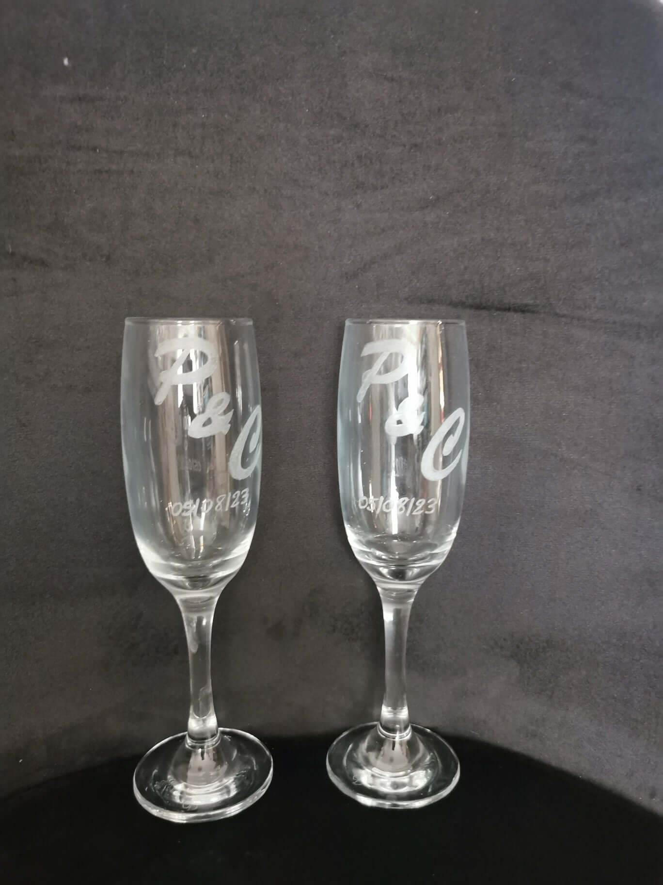 Flûte de Champagne Elégance modèle 2 gravé à la main