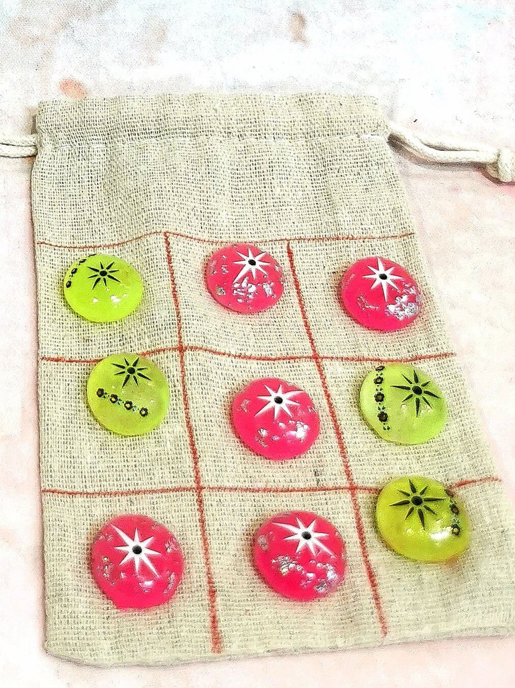 Jeu tic tac toe ou morpion original verre et résine