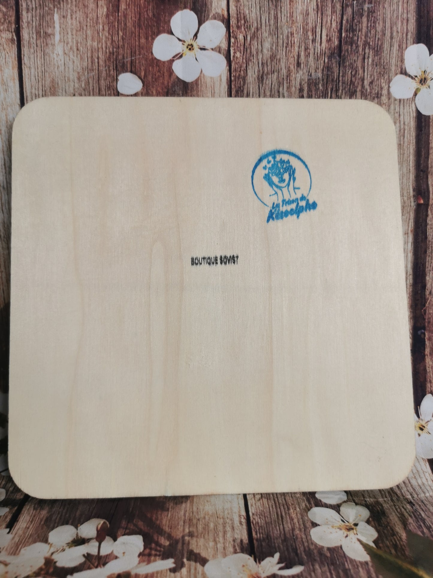 Plaque bois pyrogravé Fée à la main verso