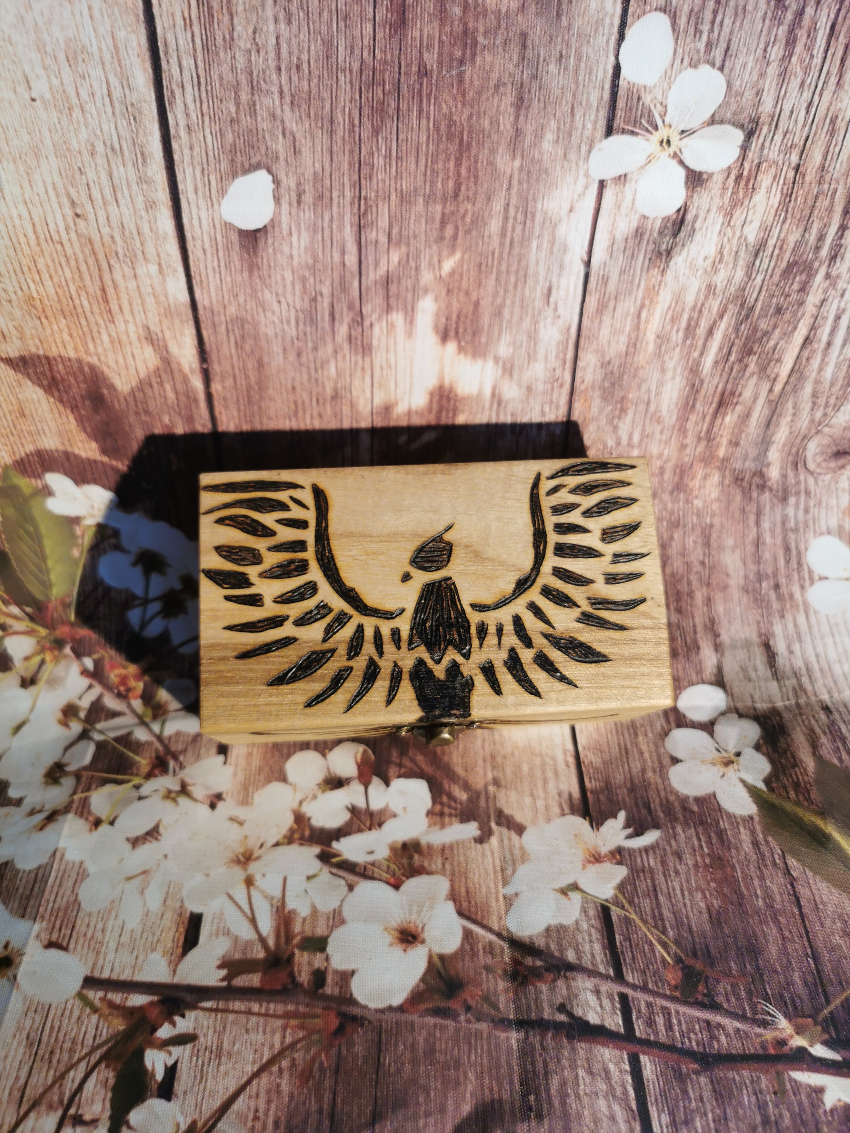 MystiRunes Coffret artisanal de runes pyrogravées Phénix