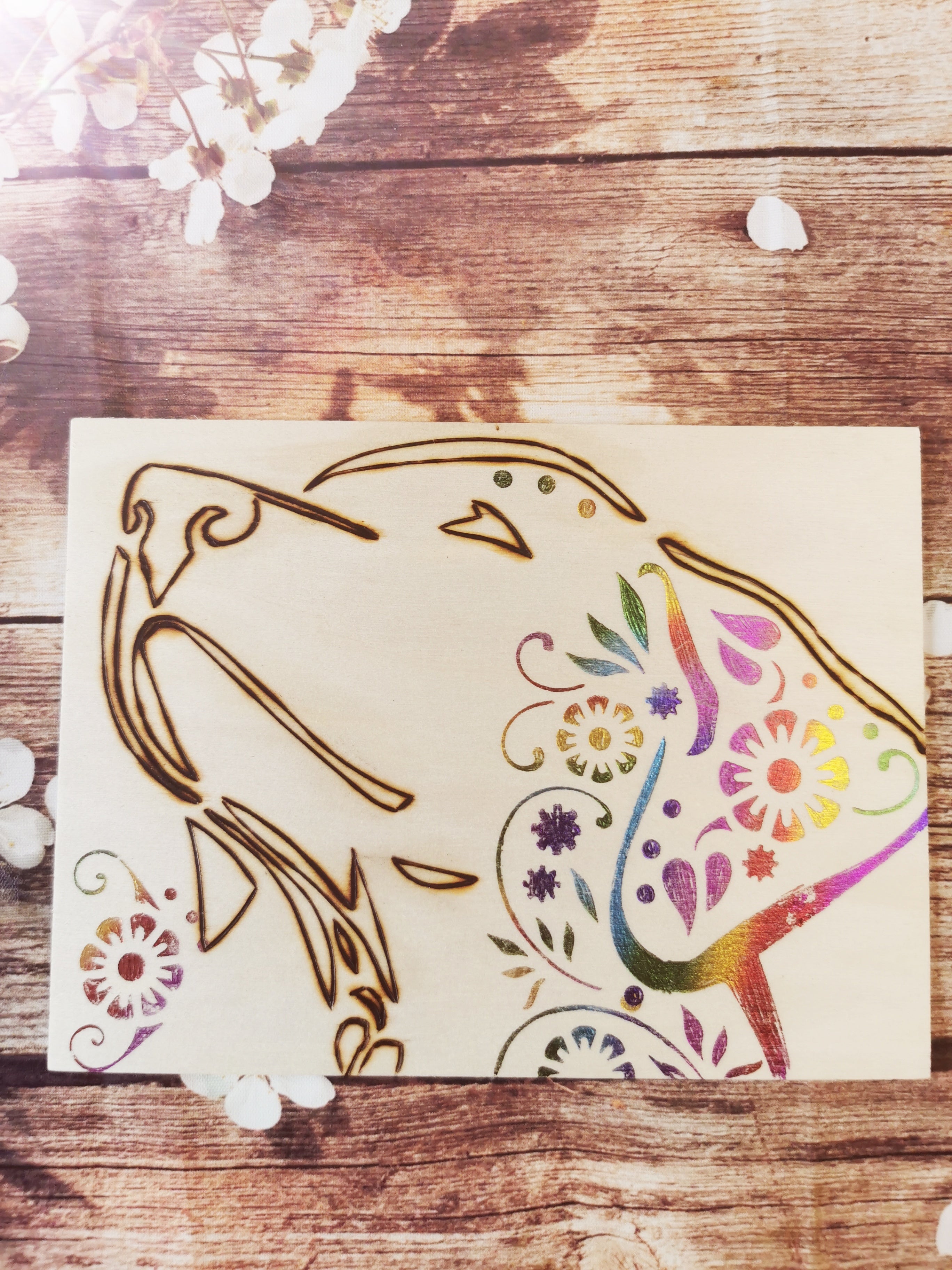 Plaque en bois décorative Chien coloré au foil