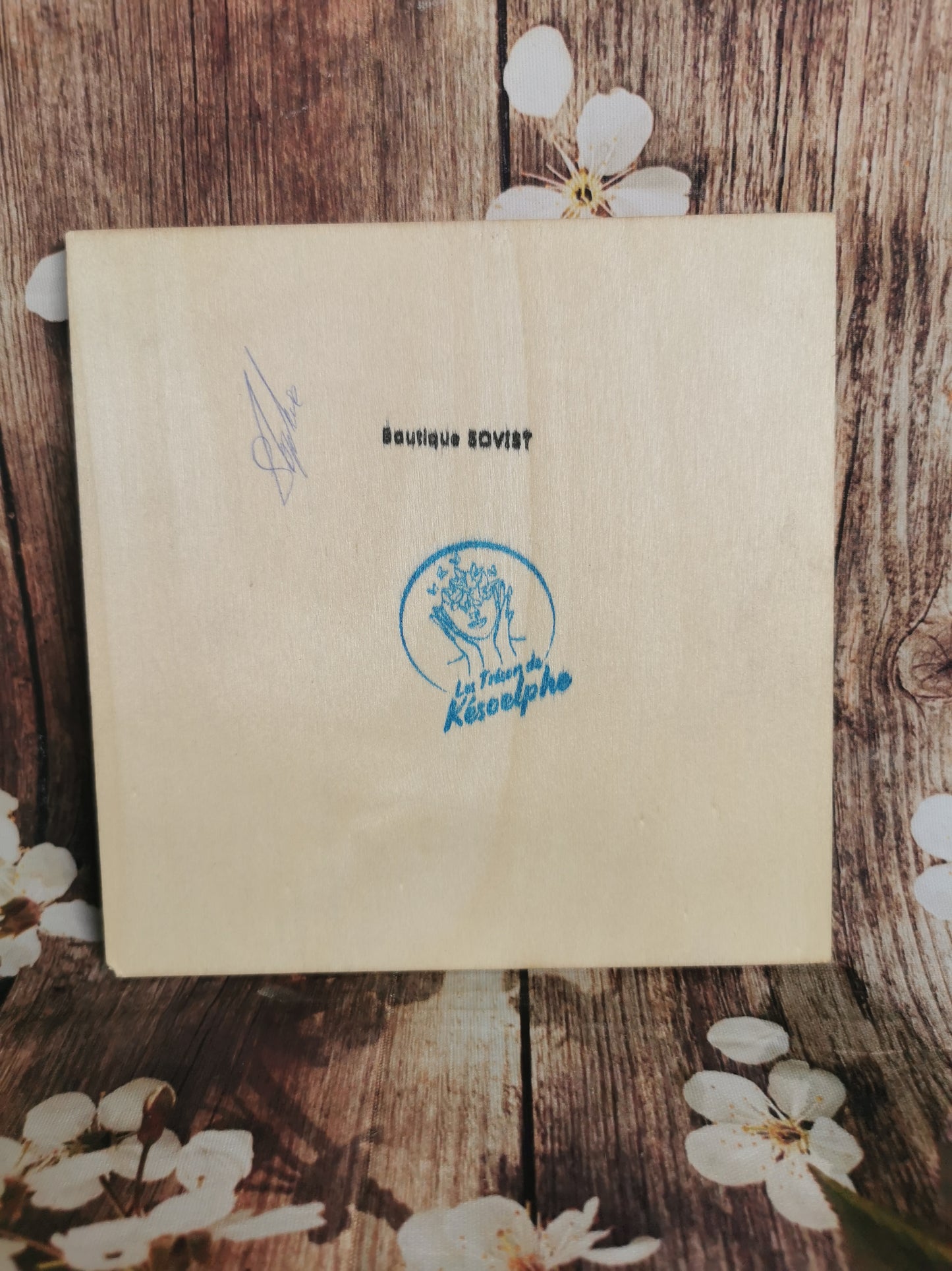 Plaquette carrée en bois Arbre de vie