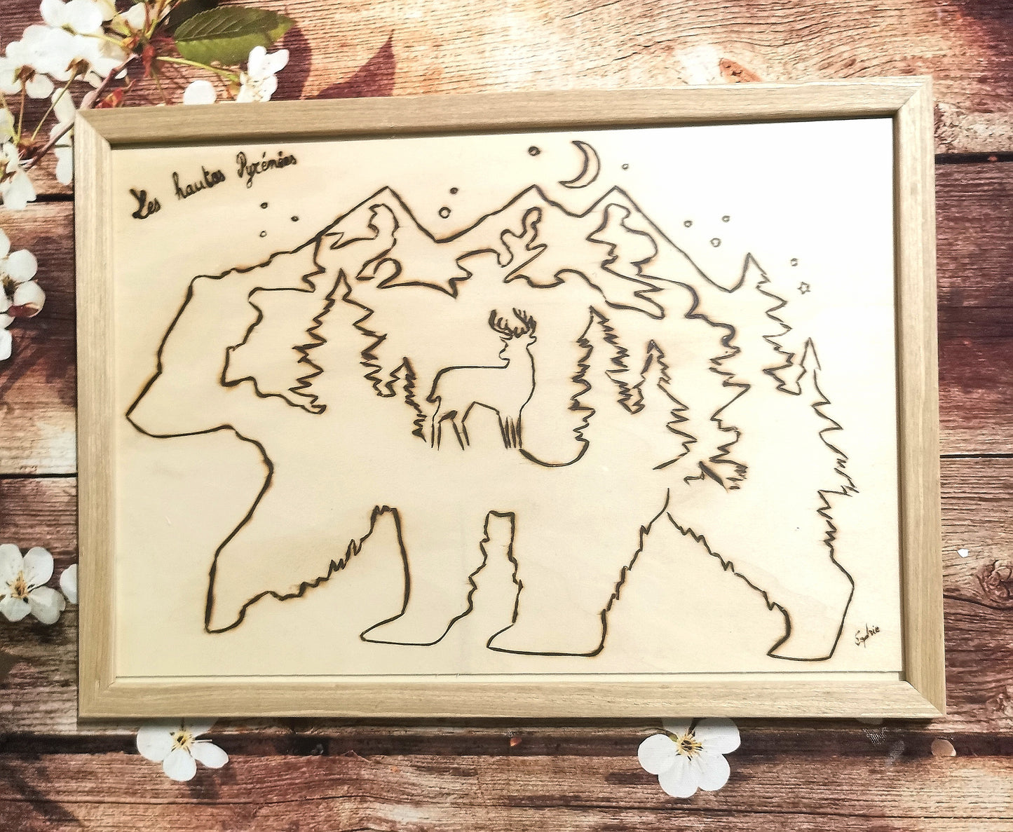 Cadre Pyrogravé Les ours des Hautes Pyrénées