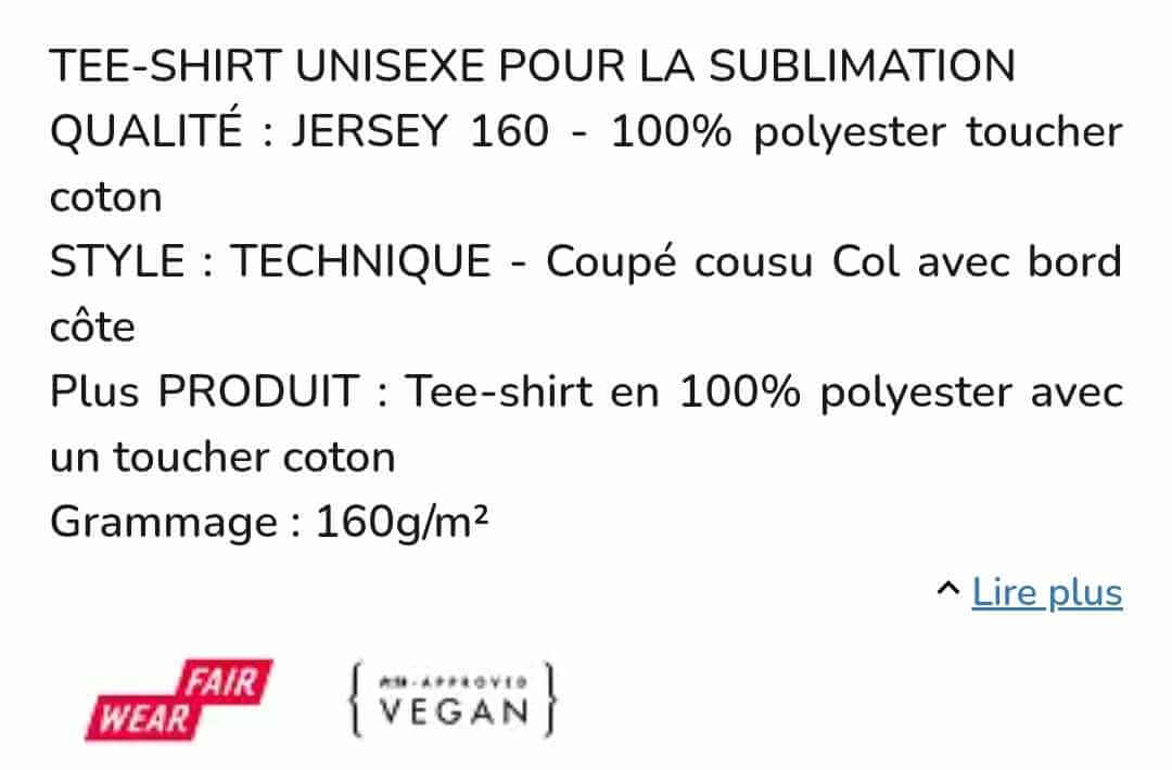 T-shirt sublimé personnalisable
