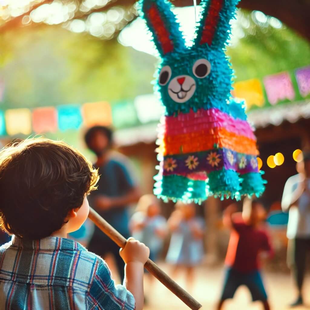 Piñatas Artisanales Résistantes Kits Uniques Visuel d'enfants qui jouent une pinata