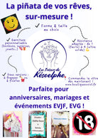 Affiche de ce que je propose en pinata Piñata botte de Noël à ficelle Création de piñata sur mesure 