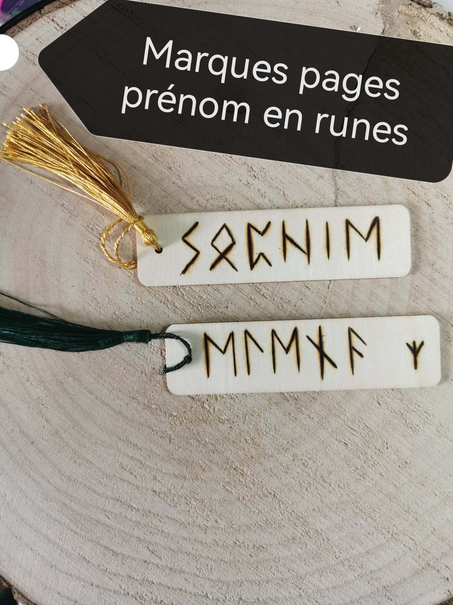 Marque pages prénom en RUNES avec protection