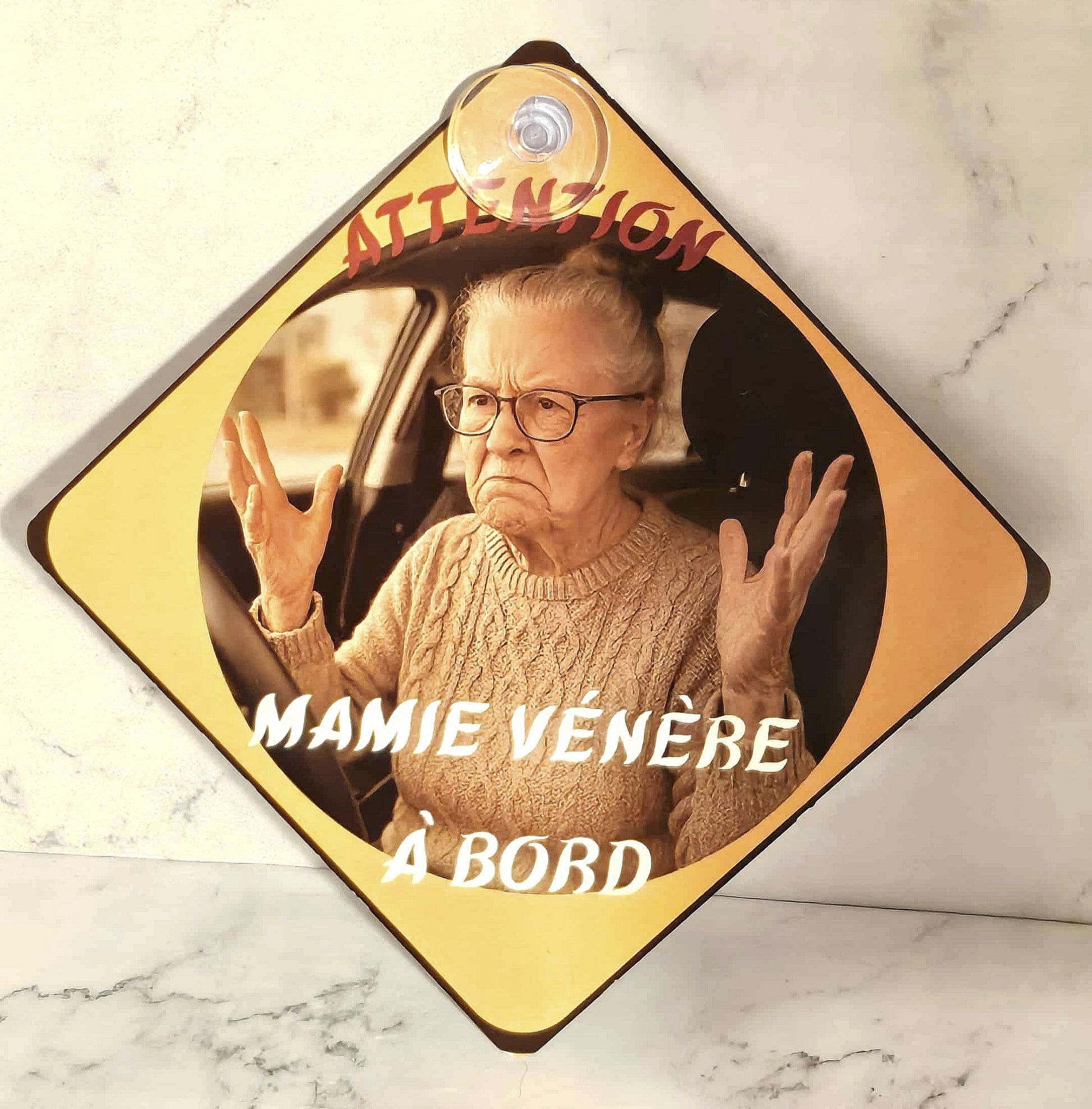 Panneau humoristique pour voiture