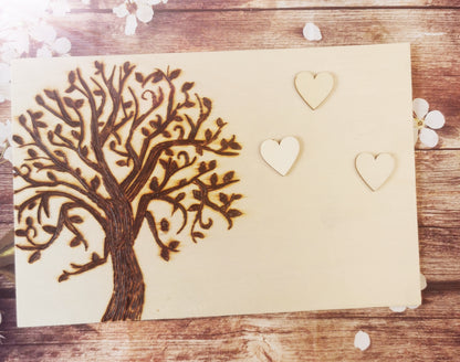 Plaquette décorative thème arbre de vie pyrogravé à la main personnalisable