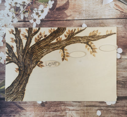 Plaquette bois pyrogravé thème arbre de vie personnalisable
