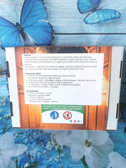 Verso Plongez dans une aventure palpitante avec L'Enquête du Calice, un jeu immersif conçu pour les enfants de 9 à 12 ans ! 