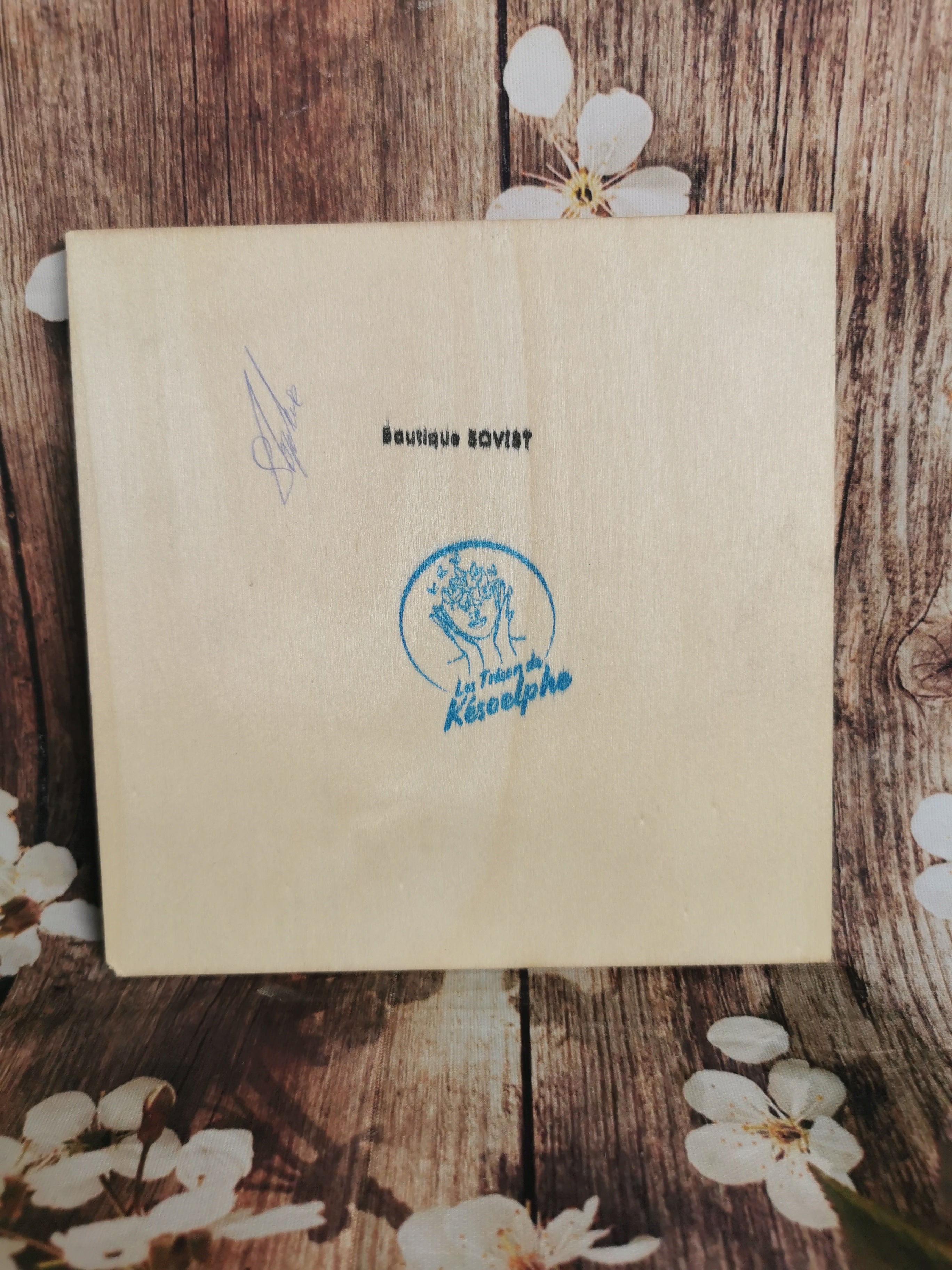 Plaquette carrée en bois Arbre de vie