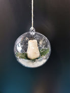 Boule Transparente Décorative avec Rose en Bois enneigé