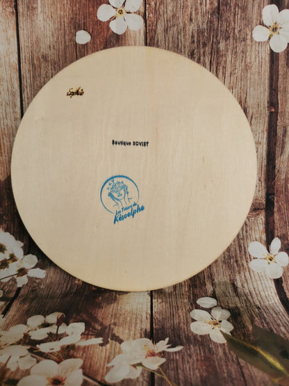 Plaquette ronde en bois – Lion fleuri coloré au foil 🦁✨🌸