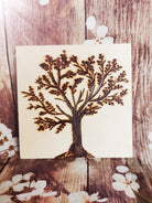 Plaquette carrée en bois Arbre de vie