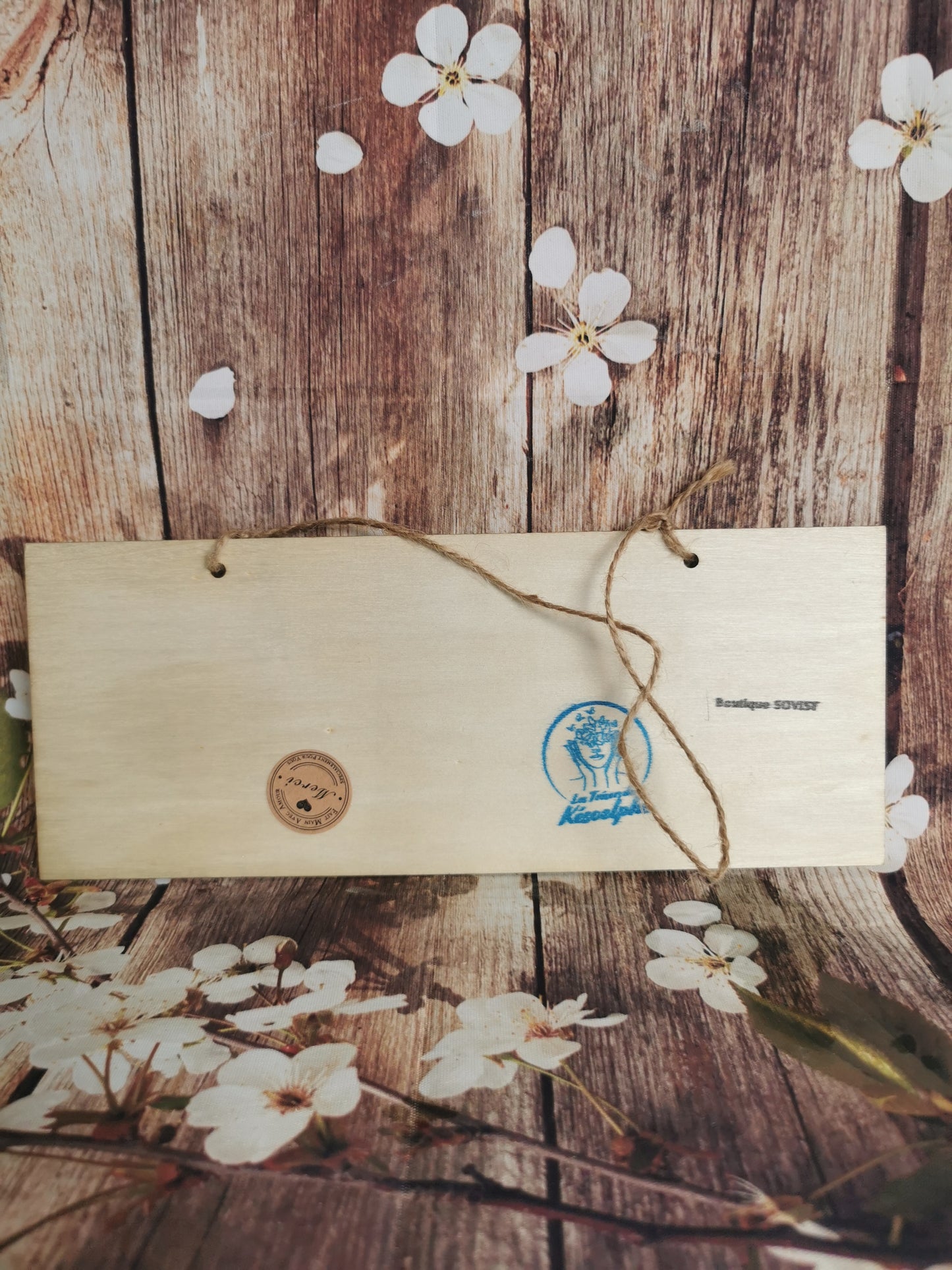 Plaquette décorative en bois – Place du Bonheur 🌸✨